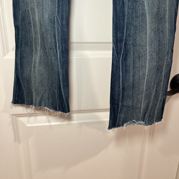 Almost Famous Denim Jeans Skinny Women’s Size 1 Blue Distressed Raw Hem - Picture 7 of 8